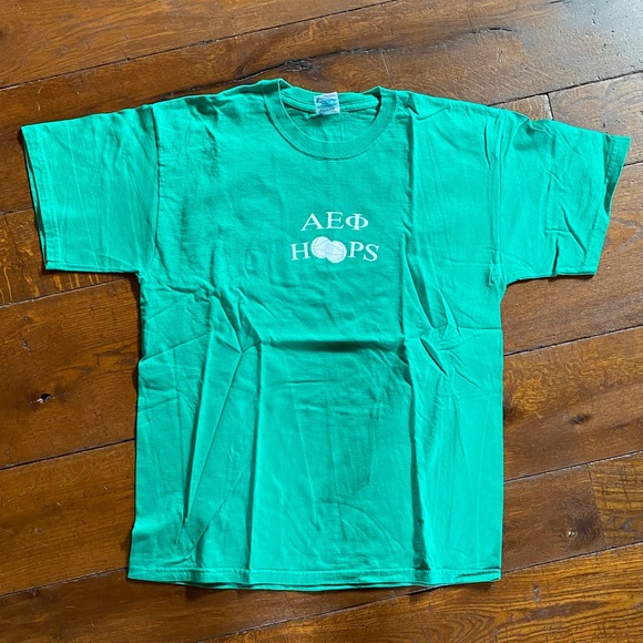 Alpha Epsilon Phi Hoops Green SS Tee Shirt #8 Large - Picture 1 of 2